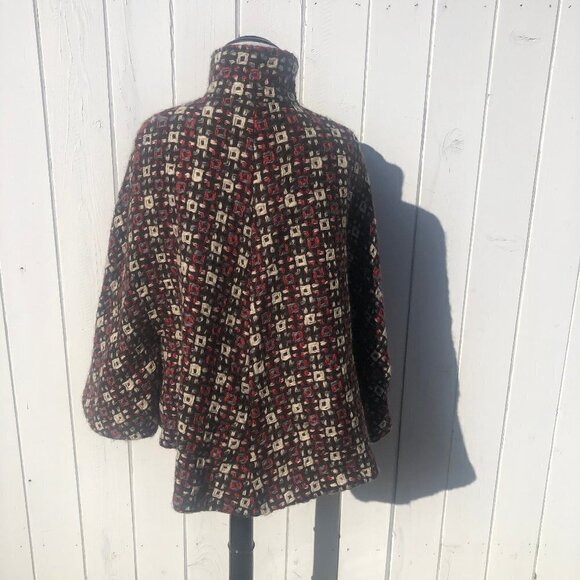 Searle Wool Multi Color Button Front Cape - Picture 4 of 8